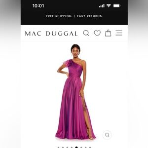 Mac Duggal one shoulder gown.